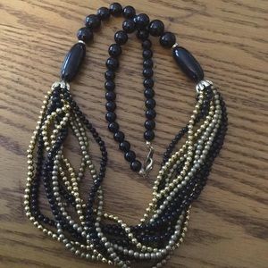 Black and gold bead necklace